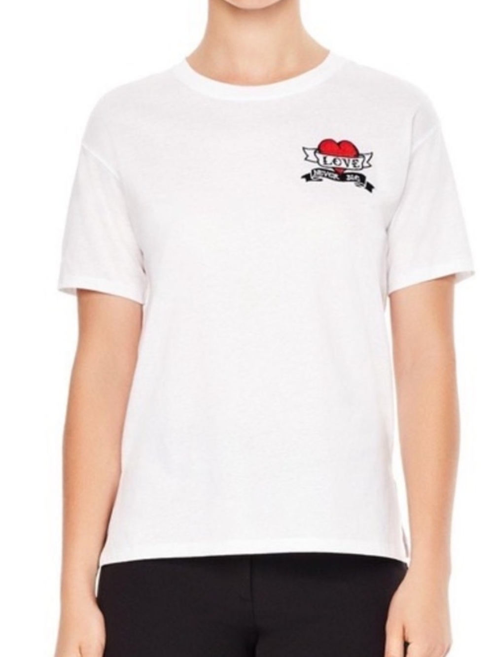 Sandro Paris "Eden Love Never Die" White Cotton T-Shirt Medium Casual Designer - Picture 1 of 13